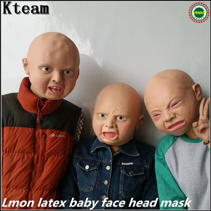 

New Halloween Funny Mask Funny Party Face Masks Creepy Halloween Costume Prop Cry Baby Full Head Latex Rubber Masquerade Mask