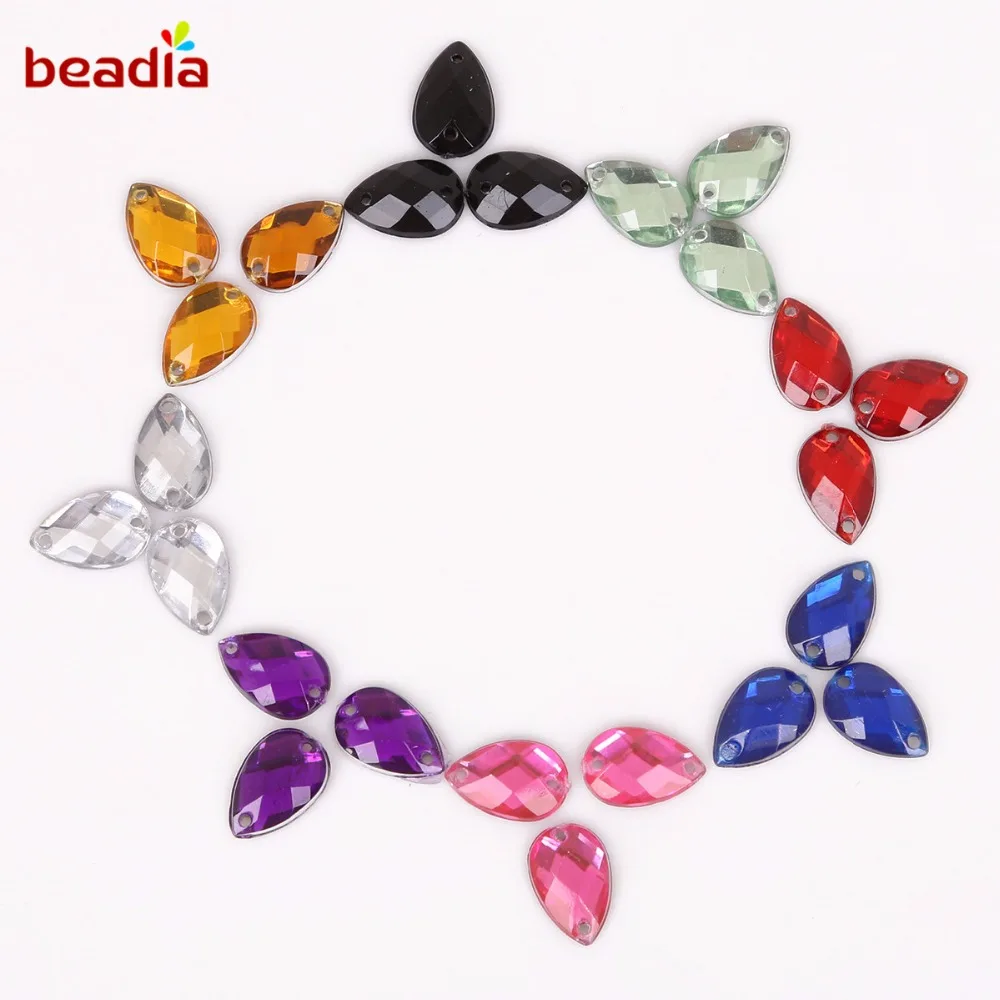 Nieuwe 8*13mm 100 Stuks 10 Kleuren Kristal DR vorm Strass 2 Gaten Plaksteen Acryl Strass Voor Jurk Kleding Naaien Craft
