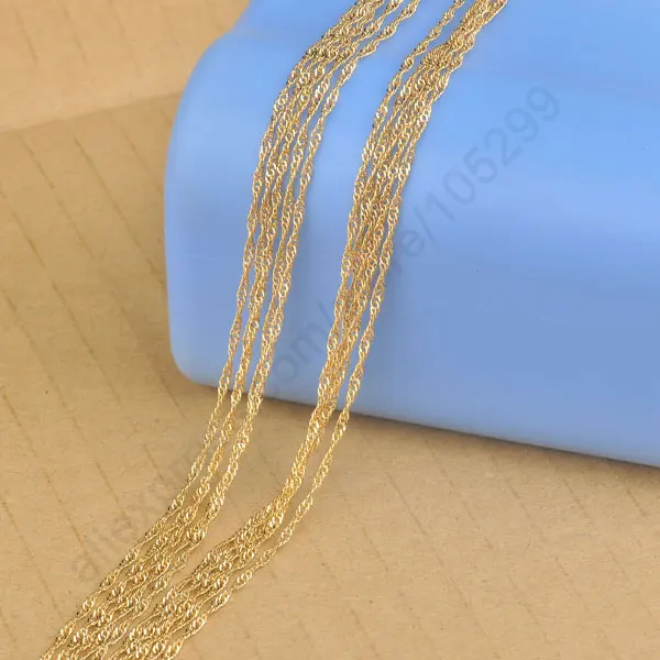 

Fast Shipping Wholesale 5PCS Lot 18 Inches Yellow Gold Filled Singapore Necklaces Chain Lobster Clasp For Pendant Women