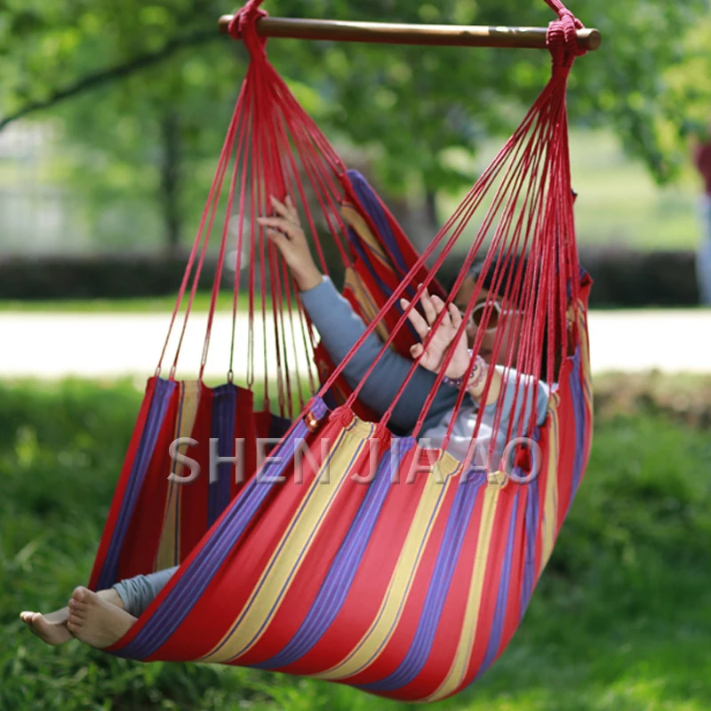 Cotton Colorful Hanging Chair Swing Chair Outdoor Adult Child Hanging Chair Home Entertainment Canvas Hammock 1PC