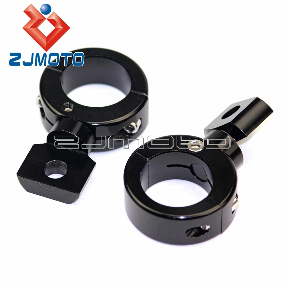 Black Chrome Aluminum Motorcycle 22mm 25mm 32mm Auxiliary Light Mount Bracket Spotlight Fog Light Holder Clamp 7/8\