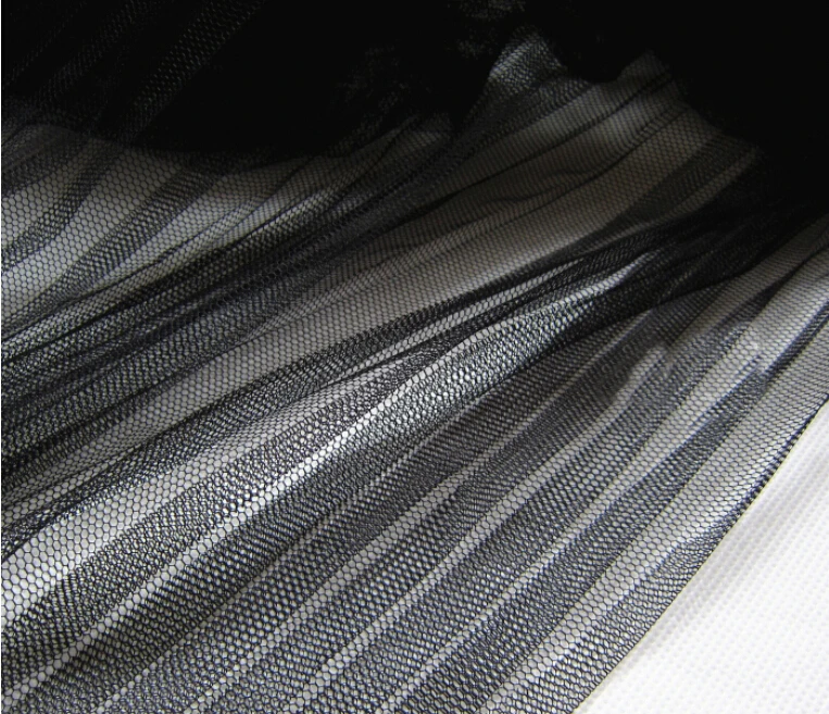 

5 Meters Width 155CM 61" Black Pleated Crumple Mesh Lace Fabric Solid Wedding Dress Clothes Materials LX26