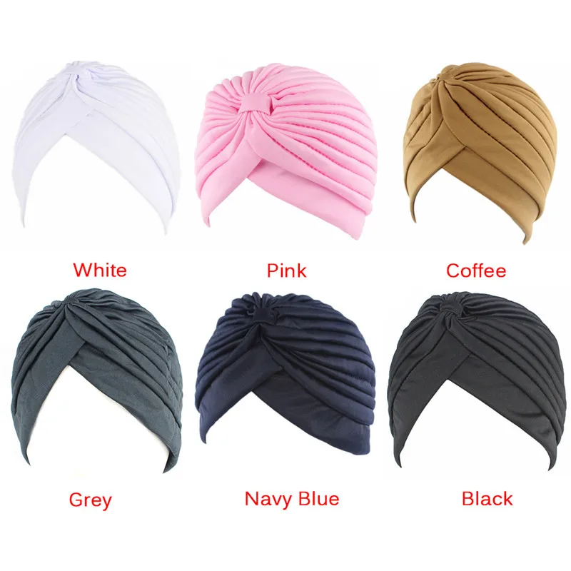 Women Elastic Stretchy Beanies Hat Bandanas Big Satin Bonnet Hijab Cap Hat For Musleim Womens Solid Color Muslim Turban Cap