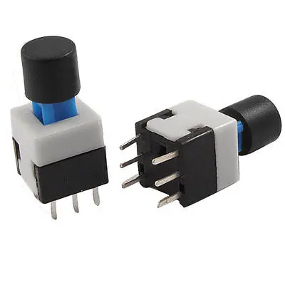 7 x 7mm x 12mm Black Cap Momentary Push Button Tactile Switch 6 Pin DIP