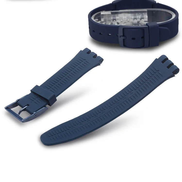 MR NENG Watch Accessories for Swatch strap buckle Black White Navy silicone watch band 16mm 17mm 19mm 20mm rubber strap image 3