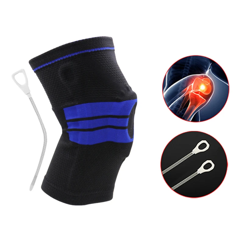 1 個新ウィービングシリコーン膝パッドサポートブレースバレーボールバスケットボール膝蓋骨プロテクタースポーツ安全ニーパッド膝パッド