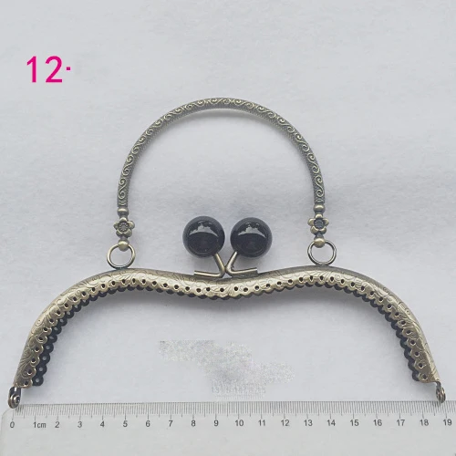 vintage metal purse frame with colorful ball buckle carved pattern handle women female bag clasp hardware accessories 10pcs/lot