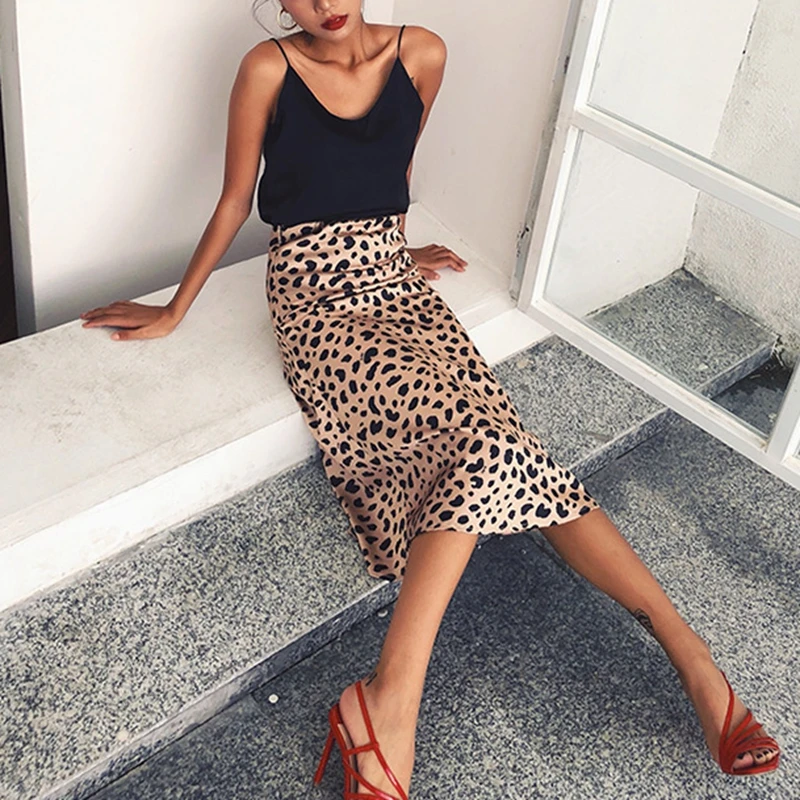 Leopard print skirt women A-Line high waist skirt wild midi skirts womens things sexy long skirts Summer 2023