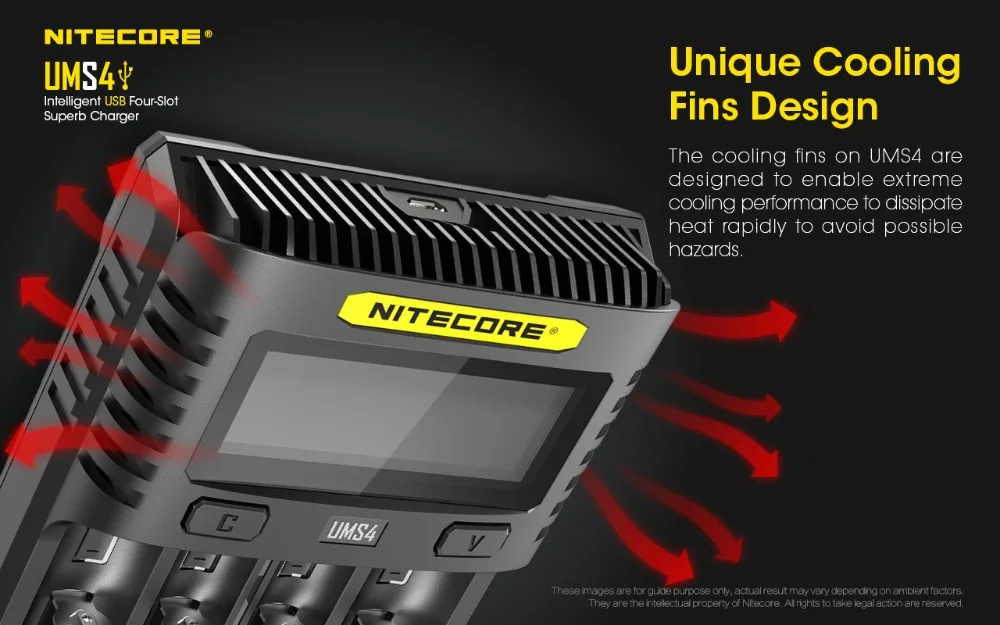 NITECORE UMS4 UMS2 VC4 LCD Smart Battery Charger for Li-ion/IMR/INR/ICR/LiFePO4 18650 14500 26650 AA 3.7 1.2V 1.5V Batteries D4