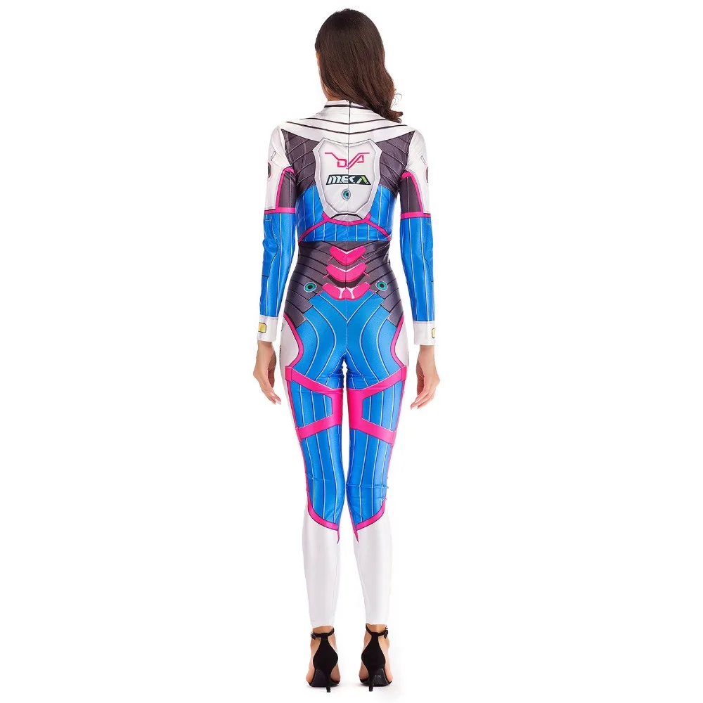 Halloween costumes 3D Printing Overwatches Lady D VA Tracer Costume for Women Cosplay OW dva Tracer Zentai Spandex Dva Bodysuit