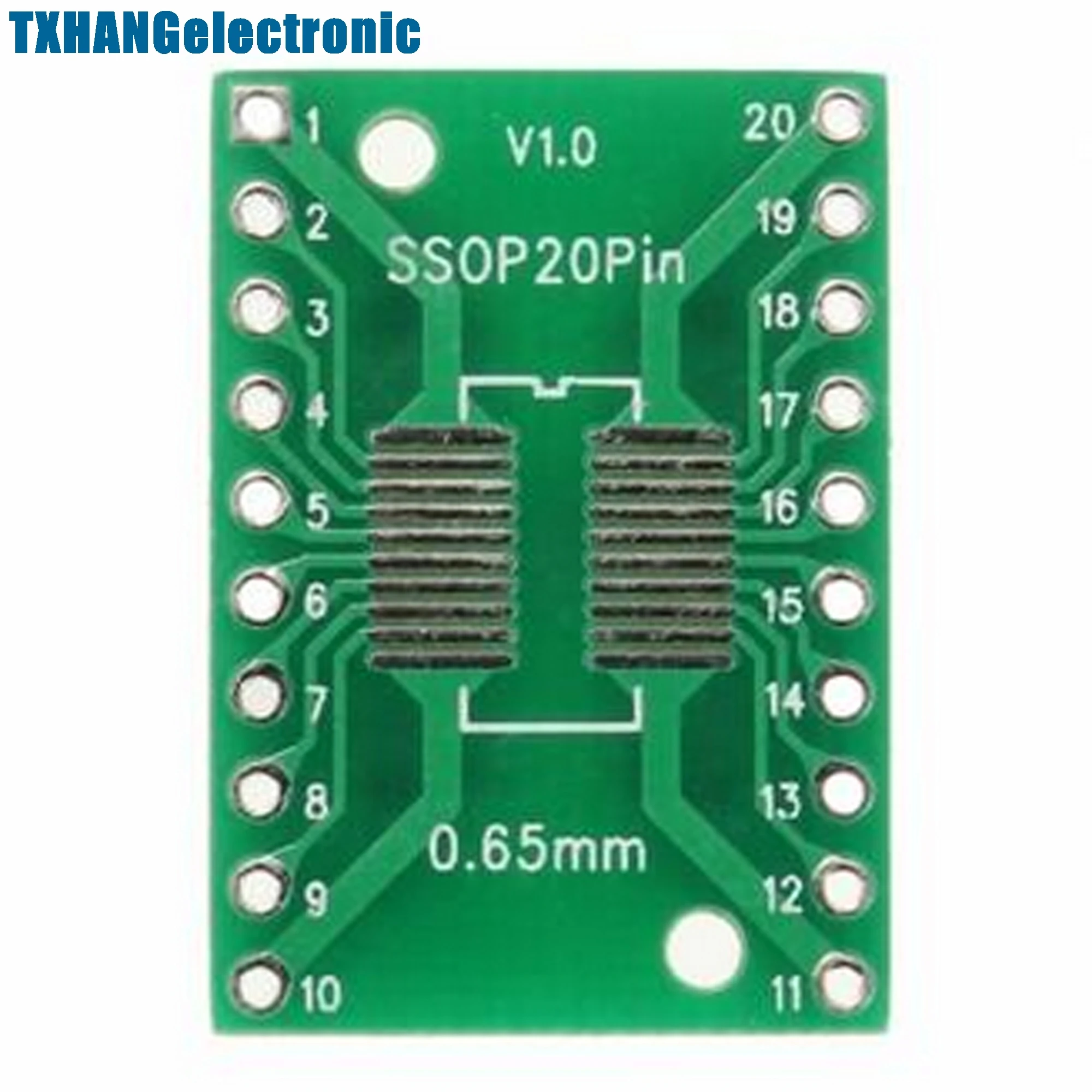 10pcs SOP20 SSOP20 TSSOP20 To DIP20 0.65/1.27mm IC Adapter PCB Board top