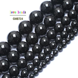 Natural Stone Beads Black Tourmaline Stone Round Beads For Jewelry Making 15inches 4/6/8/10/12mm Gem Stone Beads Diy Bracelet