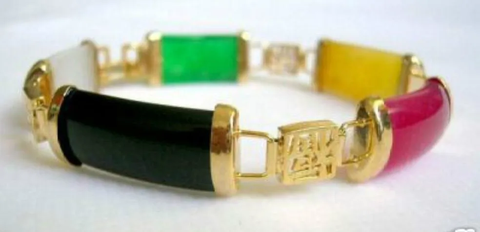 

FREE SHIPPING traditional eastern style Multi Color JADE / black stone/stone bracelet