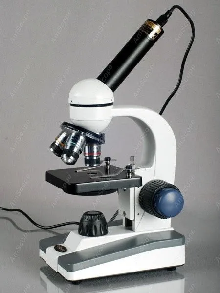 Mikroskop Senyawa Monokuler Siswa Portabel Seri AmScope M150 40X-1000X+ LED dan 25 Slide yang Disiapkan