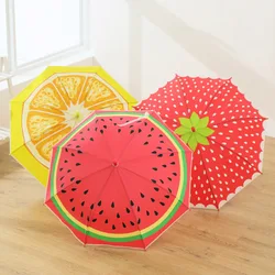 Novelty Fruit strawberry orange watermelon Lovely Kid Child Princes prince Sunny Rainy Umbrella Windproof Strong Longhandle Gift