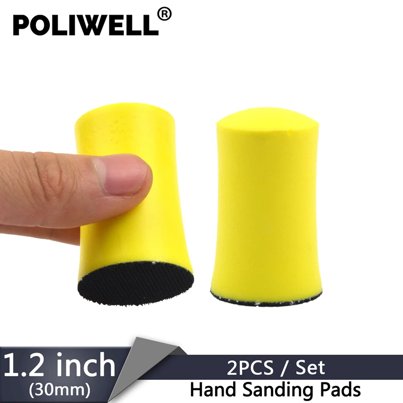 

POLIWELL 2Pcs 1.2 inch Foam Sanding Block Hook Loop Hand Sanding Pad Dust Free Abrasive Tools Grinding Tools Polishing Finishing