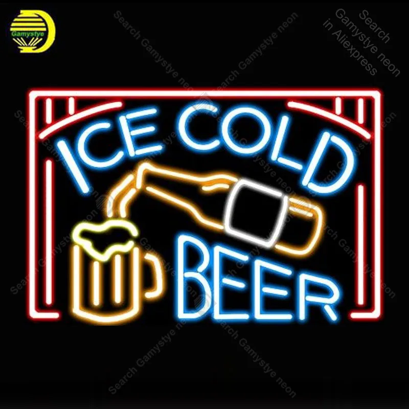 

Ice cold Beer Neon Sign Neon Bulbs sign Iconic Beer Bar Club light Lamps Sign display advertise Letrero Neon enseigne lumine