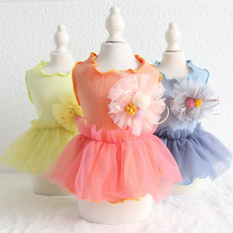 

Flower Wedding Pet Dog Clothes Summer Tutu Cute Dress Dog Vest Cat Dress Dog Cotton Dress Floral Pet Dress Clothing Princess