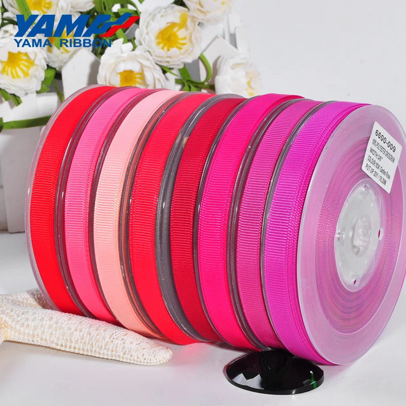 YAMA 6 9 13 16 19 22 mm 100 yards/lot Grosgrain Ribbon Red Pink Wholesale for Diy Dress Accessory House Wedding Decoration