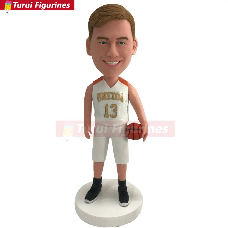 Basketball Personalized Boyfriend Gift Bobble Head Clay Figurine Based on Customers' Photos Using As Birthday Cake Topper, Gift,