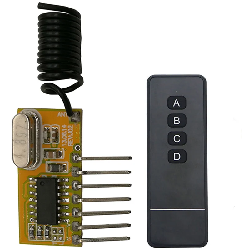 xuanlongyuan DC5V 4CH Super-heterodyne RF Transmitter + Mini Receiver Module With Learning Code /Garage Door /lamp/ window