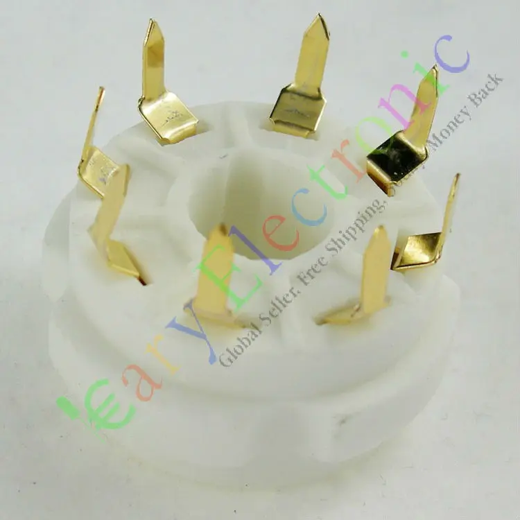 

Wholesale and retail 20pcs PCB Gilded 8pin Ceramic vacuum tube socket top mount gold octal valve base free shipping