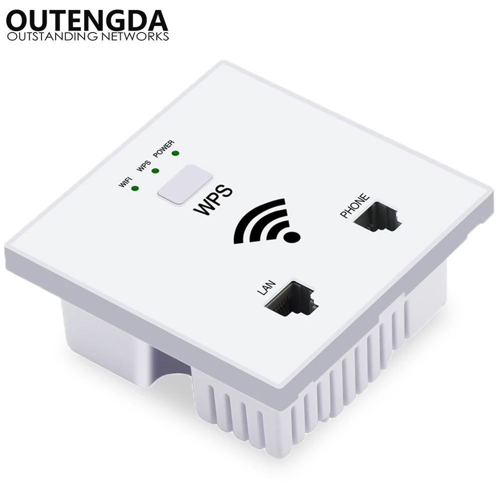 Розетка настенная с поддержкой Wi-Fi, 300 Мбит/с, RJ45, RJ11