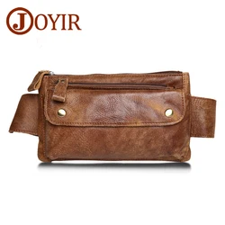 JOYIR-riñonera de cuero genuino para hombre y mujer, bolso de pecho de viaje, Unisex, cinturón de dinero