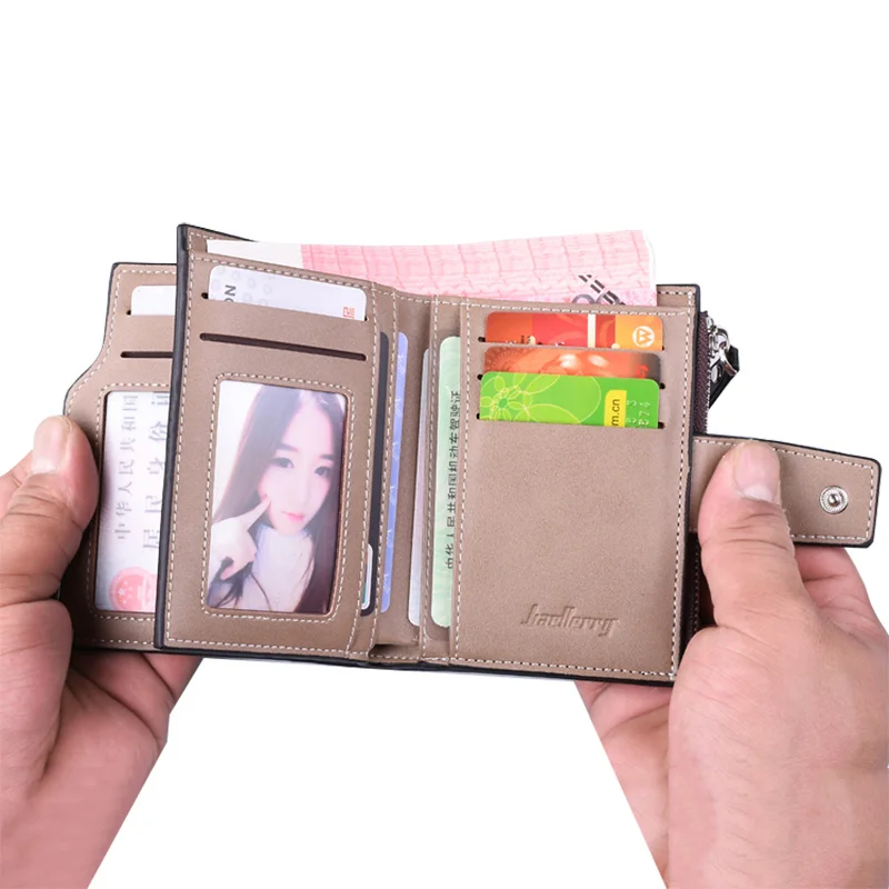 Brand wallet leather Men Wallet coin pocket zipper portfolio Handy luxury Short purse 3 Fold Male Purses Cards wallets