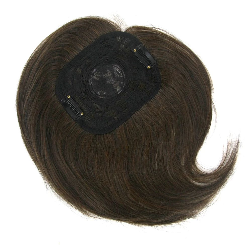 

Soowee 4 Colors Synthetic Hair Black Brown Toupees Hairpieces Straight Bang Fringe Top False Hair Closures for Men and Women