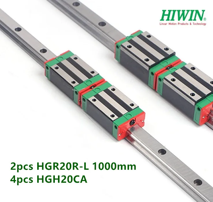 

2pcs 100% original Hiwin Linear rail guide HGR20 -L 1000mm + 4pcs HGH20CA Narrow block bearing for cnc parts