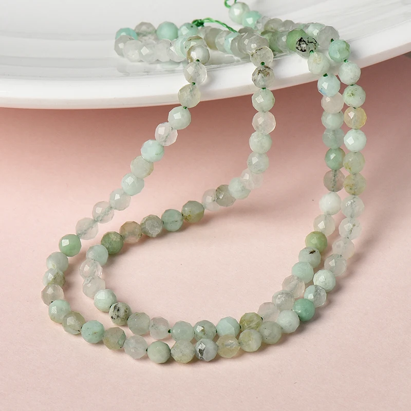 There are 3mm-2mm transparent beads and translucent Cyan and light Cyan  matching here Australian jade loose beads