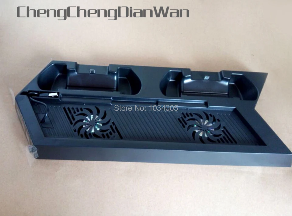 

ChengChengDianWan Vertical Controller Dual USB Charger Dock Station Charging Bracket Stand Cooling Cooler Fan for PS4