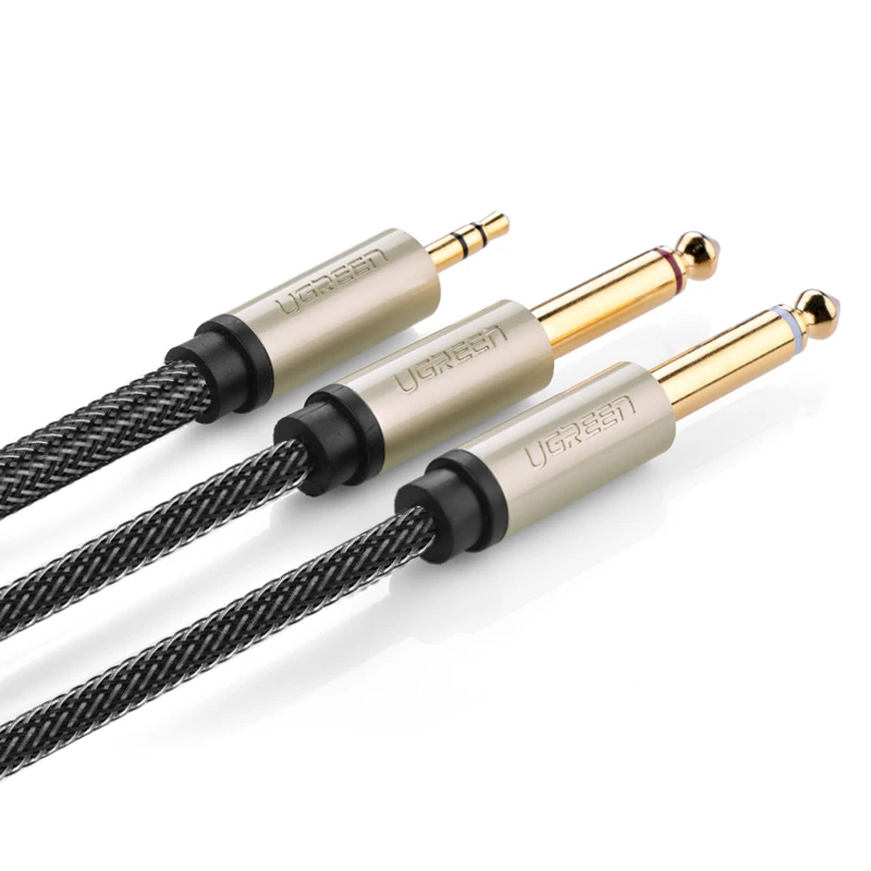 UGREEN 3.5 To 6.35mm Audio Cable For Mixer Amplifier Speaker Gold Plated 6.5mm Jack Male Splitter Line