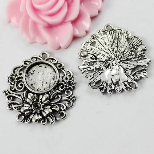 Fit 12mm Cabochons Cameo/Glass/Cabochon Frame bezel Settings Tray blank DIY-Accessory Pendant Charm,31x30mm 10pcs/lot K01838