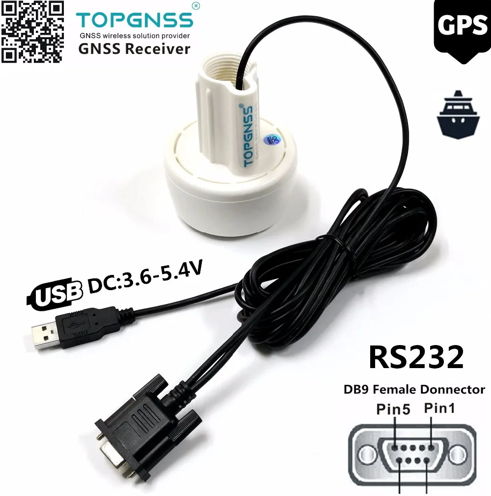 

RS232 RECEIVER DB9 RS-232 GPS GLONASS receiver Antenna 4800 baud rate, support 1-10HZ GNSS Chip Module Design,NMEA0183.