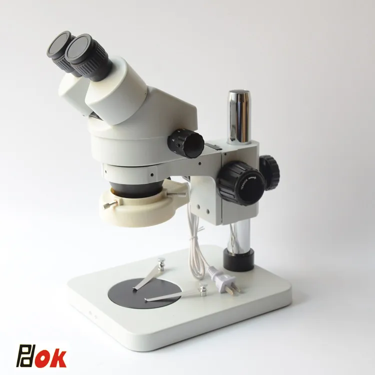 Binocular stereo microscope Industrial microscope 7X to 45X Continuous zoom with big size metal stand adjustable 56 LED lights