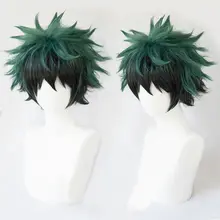 Midoriya Short Green Black Cosplay Wig with Cap #2