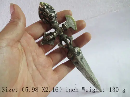 Elaborate Old  weapon Buddhism Taoism Chinese  copper amulet Statue