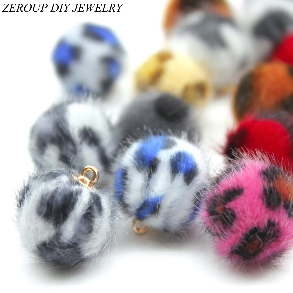 Wool Ball Stripe Stuff Goods Eardrop Pendant Charms Earrings Accessories Supplies for Jewelry Finding Diy Material 12pcs