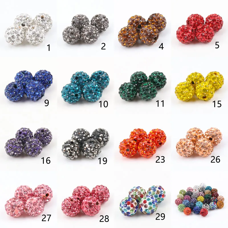 10mm 6 Row Clay Paved Crystal Beads Disco Rhinestone Ball For Diy Bracelet jewelry making 25 kinds of color 50pcs S0010