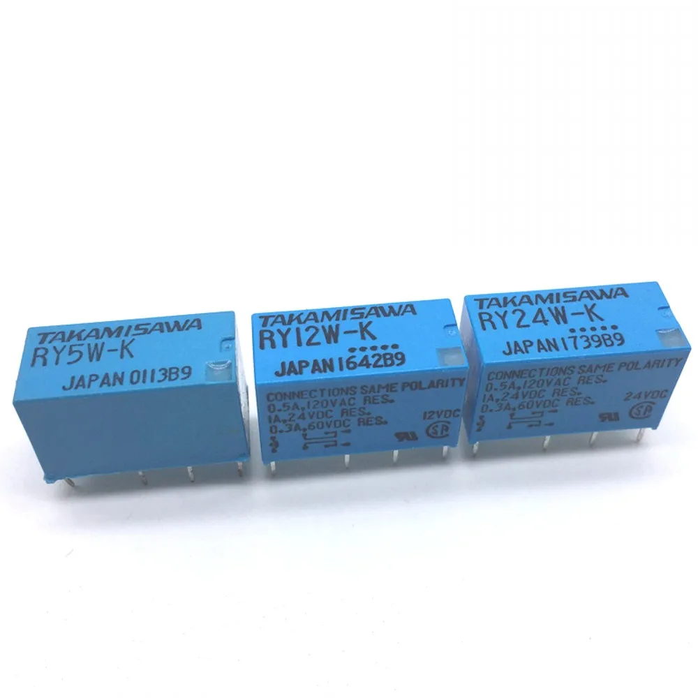 

10pcs TAKAMISAWA RY5W-K RY12W-K RY24W-K 5/12/24V DPDT Signal Relay 8 Pin 1A