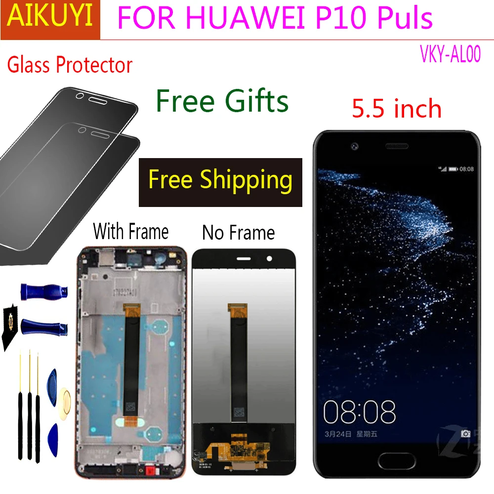 

For HUAWEI P10 Plus 5.5'' 2560x1440 LCD Display with Touch Screen Digitizer Assembly Replacement Parts VKY-AL00