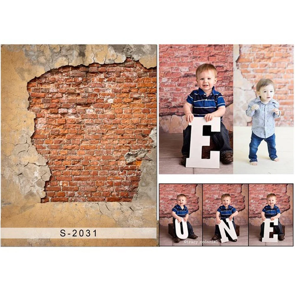 Broken Brick Wall Backdrop for Photography Newborn Baby Shower Props Boy Kids Children Photo Studio Portrait Backgrounds