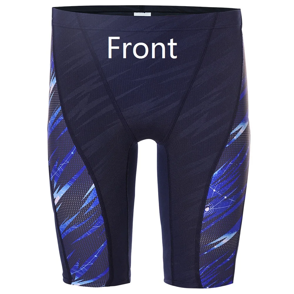 New Professional Men Competitive Swim Trunks Anti-chlorine fabric Swim Pants Solid Jammer Swimsuit Fifth Pant Plus Size L-4XL