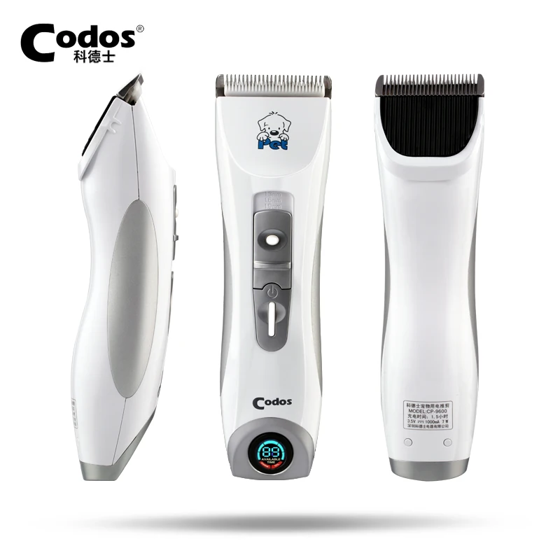 

Professional Codos CP9600 Dog Trimmer LCD Display Pet Electric ShaverGrooming Haircut Machine Silver Rechargeable Dog Clipper