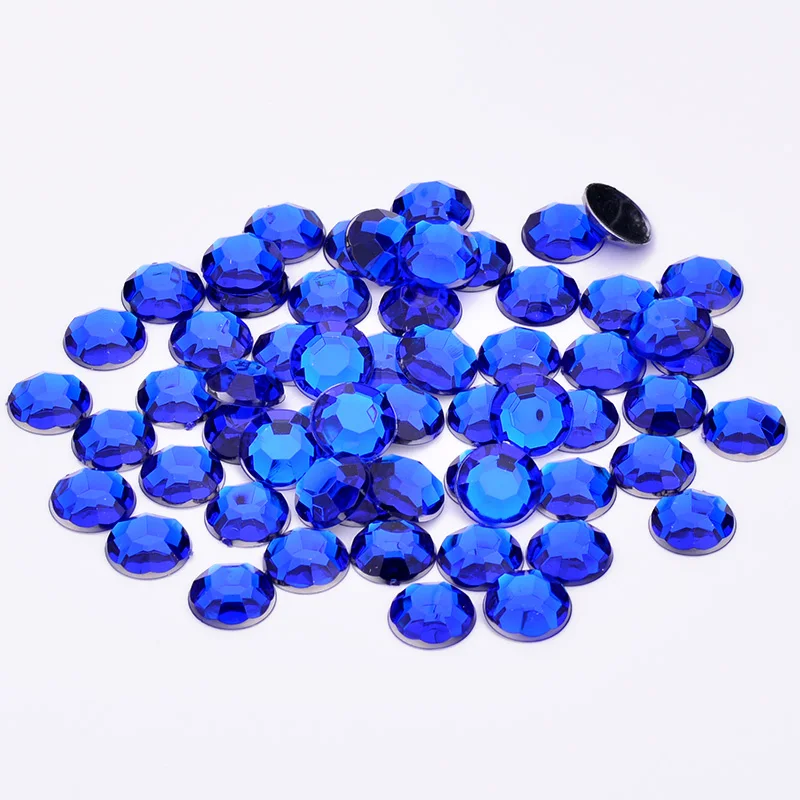 JUNAO 10mm Topaz Round Crystal Rhinestone Flatback Clear AB Strass Beads Glue On Crystals Stones Acrylic Gems for Clothes