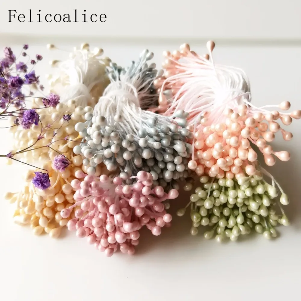 3mm 1000pcs/lot Plastic Pearl Flower Stamen Pistil For Craft DIY Double Heads Pearl Floral Stamens For Cake Home Decoration