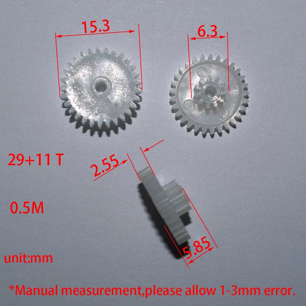 30 pçs 29 + 11t 2.1mm buraco plástico engrenagem 0.5m dron rc carro avião robô crianças brinquedos para meninos diy acessórios do bebê gp29112b