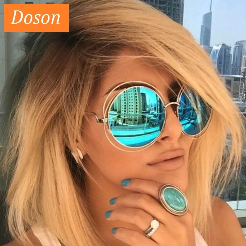 Newest Round Oversized Sunglasses For Women Driving Mirror Sun Glasses Female Big Frame Gradient Lens Eyewear Oculos De Sol